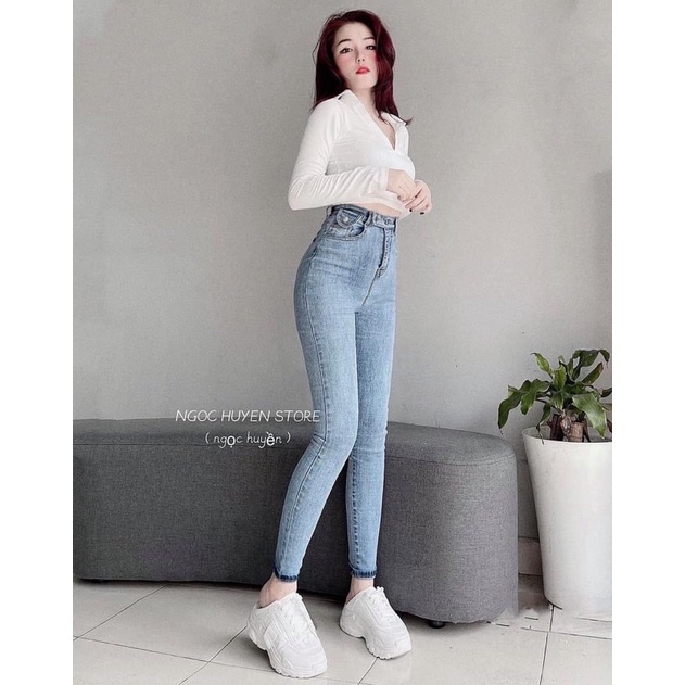 Quần jeans ôm 2 khuy lệch ms115