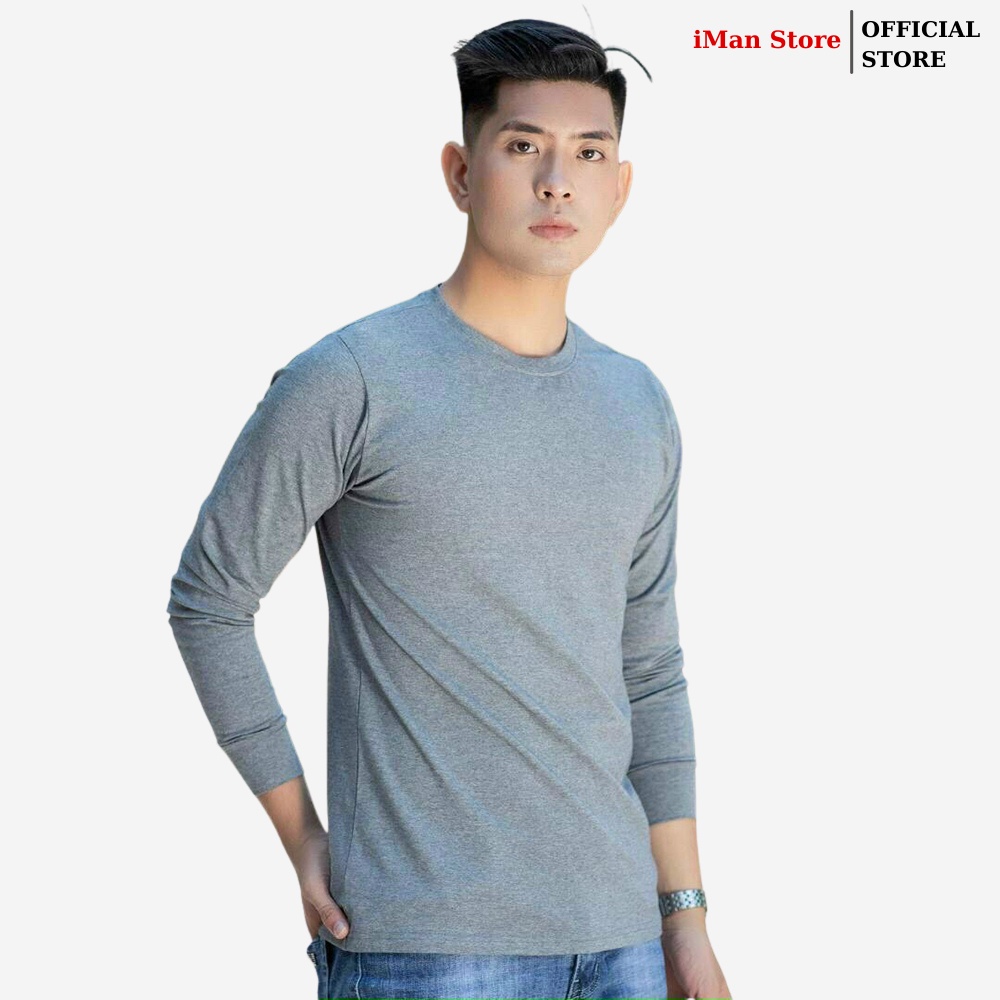 Áo Thun Nam Dài Tay Cổ Tròn, Áo Phông Nam Trơn Dài Tay Vải Cotton Mềm Mịn, Co Giãn, Thấm Hút Tốt iMan Store