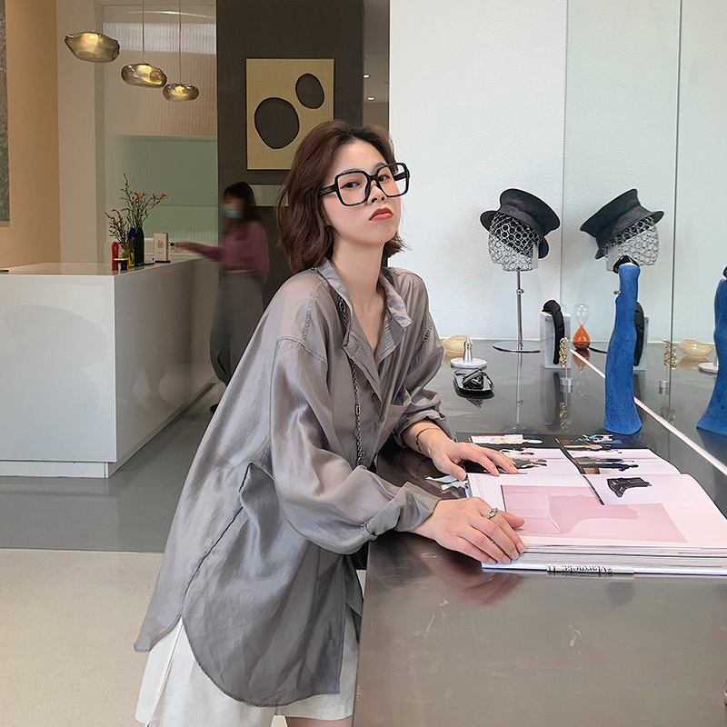 Áo Sơ Mi Dáng Rộng Xuyên Thấu Cho Nữ | BigBuy360 - bigbuy360.vn