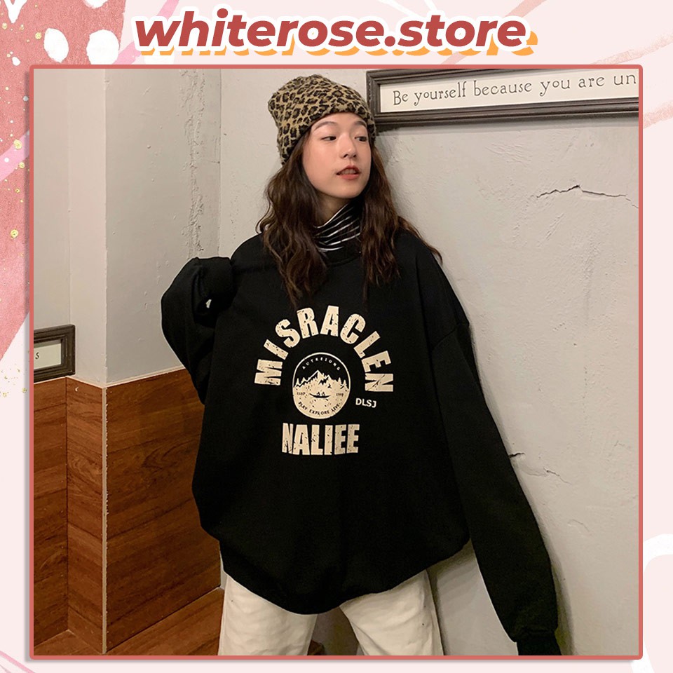 Áo Sweater Tay Dài Dáng Rộng In Chữ Phong Cách Hàn Quốc Dễ Thương Cho Nữ