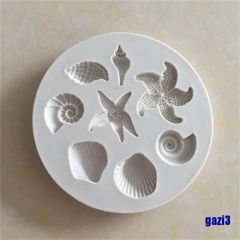 Khuôn Silicon Làm Bánh 3 Ngăn Hình Ốc Sên / Vỏ Sò / Sinh Vật Biển