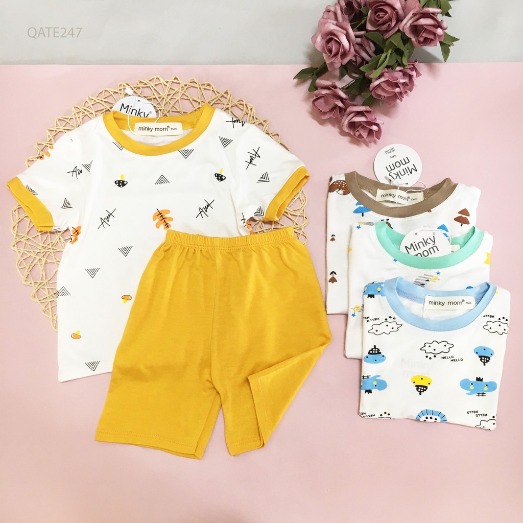 Bộ Thun Lạnh Cho Bé Hiệu Minky Mom Họa Tiết Cổ Màu Đủ Size 7-19Kg QATE247 - NamKidShop