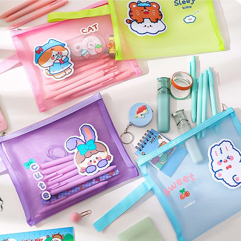 Túi Đựng Bút Bằng Lưới Trong Suốt Hình Thỏ Dễ Thương