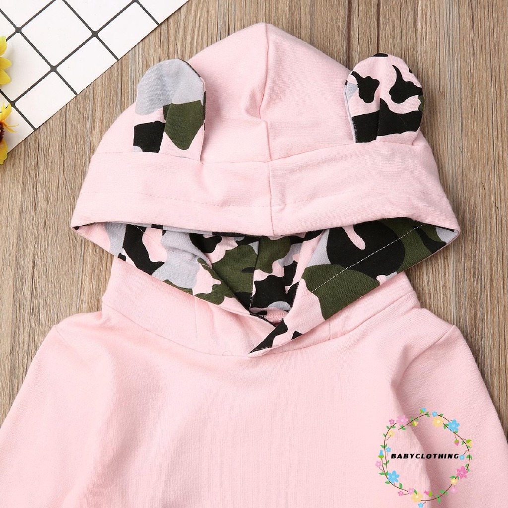 Set quần dài và áo hoodie họa tiết rằn ri dễ thương cho bé gái