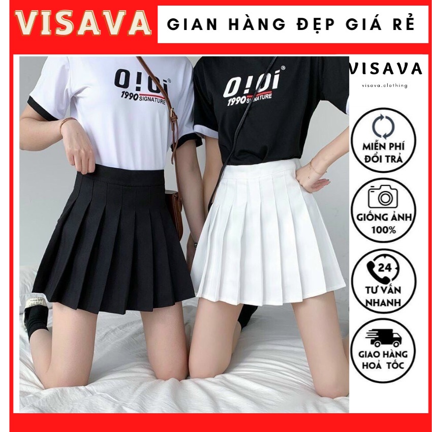 Chân Váy Nữ Xếp Li Ngắn Thể Thao Phong Cách Hàn Quốc Dễ Phối Đồ Thời Trang Icon30_Visava