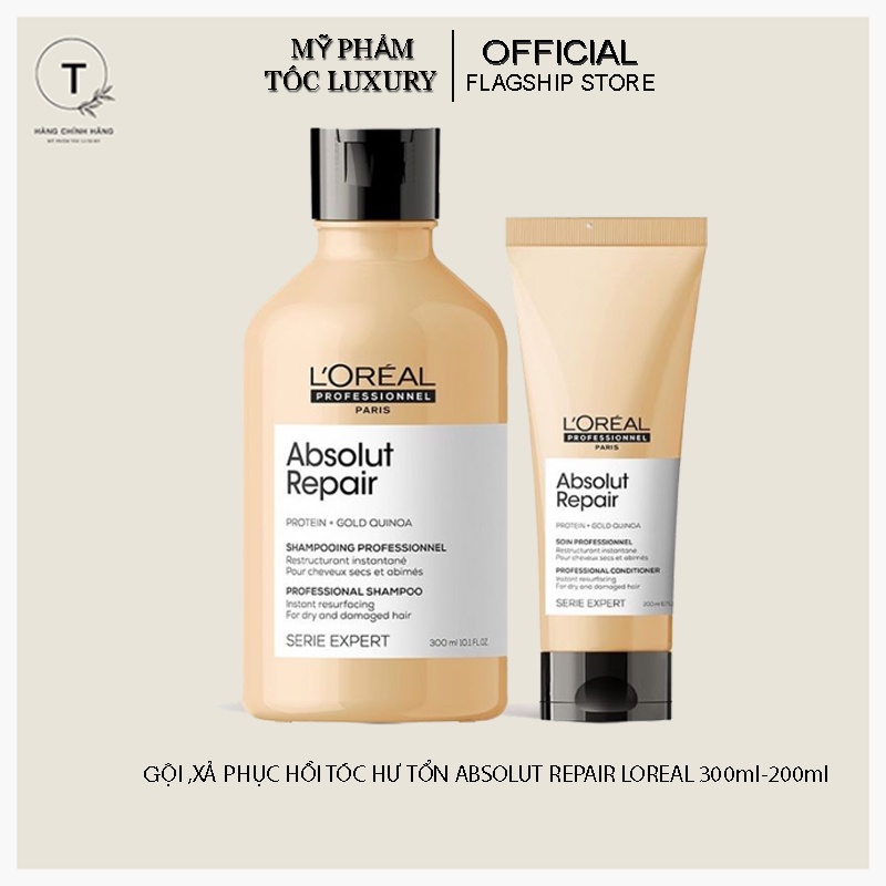 Combo gội xả Loreal Professionnel phục hồi tóc hư tổn Serie Expert Absolut Repair Gold 300ml-200ml