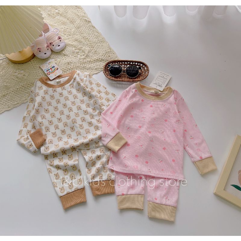 Bộ Dài Tay Cotton Xuất Dư Hoạ Tiết Xinh Cho Bé Gái, Bé Trai