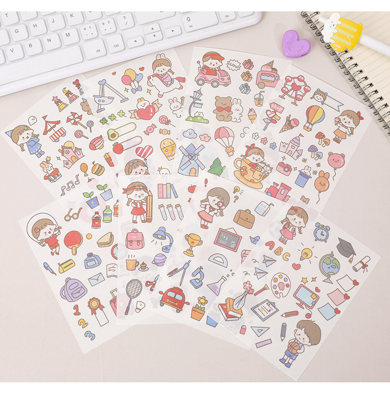 Set 4 tờ hình dán thỏ gấu dễ thương