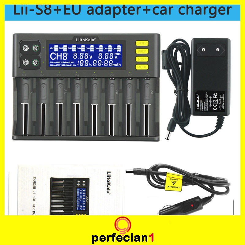 Bộ Sạc Pin Lii-S8 8 Ngăn Thông Minh Cho 26650 21700 Aa Aaa Eu