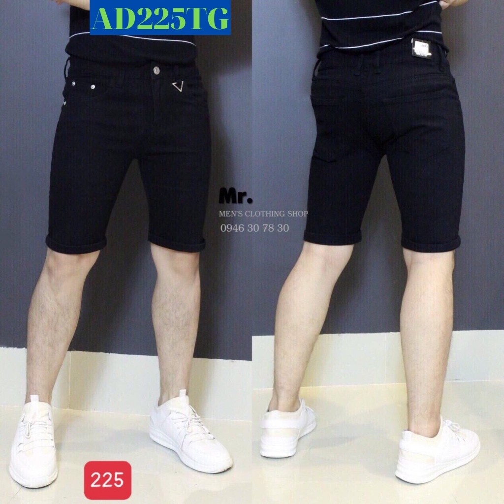 Quần Short Nam SH225TG Short Jean Nam Chất Bò VNXK Co Dãn Cao Cấp Đen Trơn TG23 Hàng Xưởng Tận Gốc (44-70KG) | BigBuy360 - bigbuy360.vn