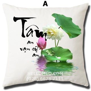 [Siêu Rẻ] Vỏ Gối Vuông Sofa, Bao Gối Ôm Trang Trí, Bọc Gối Tựa Phòng Khách Đẹp Rẻ Nhất Shoppe 45 x 45cm Mẫu Gối Thư Pháp