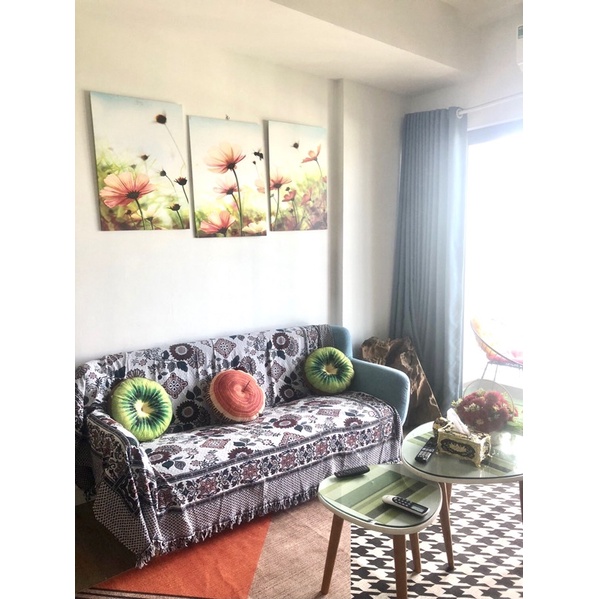 Thảm Thổ Cẩm Vintage Hoa hướng dương rộng 1,8m x dài 2,2m