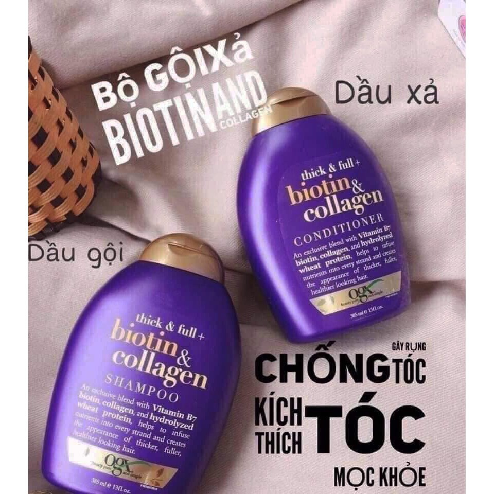 [BIOTIN TÍM]Dầu Gội &amp; Xả Biotin Collagen _ Giảm Rụng Tóc Và Giúp Mọc Tóc(385ml_577ml)