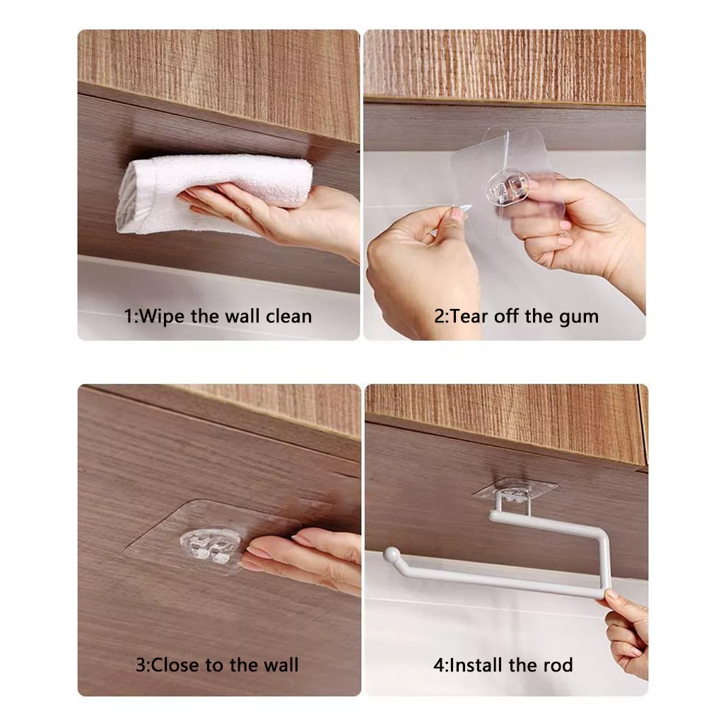 Giá Đỡ Cuộn Giấy Vệ Sinh Bằng Nhựa Tự Dính Có Thể Điều Chỉnh 1 Cái