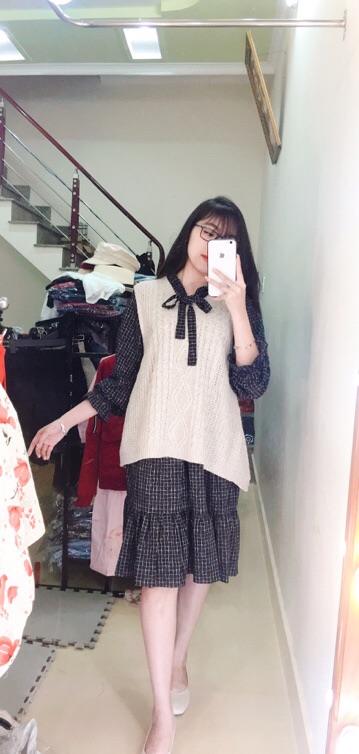 Set váy + yếm len