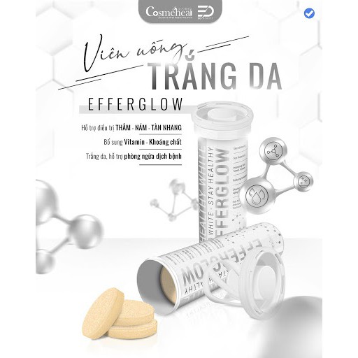 CosmeHeal Healthy White Efferglow dưỡng trắng da dạng sủi ( 1 ống 10 viên)