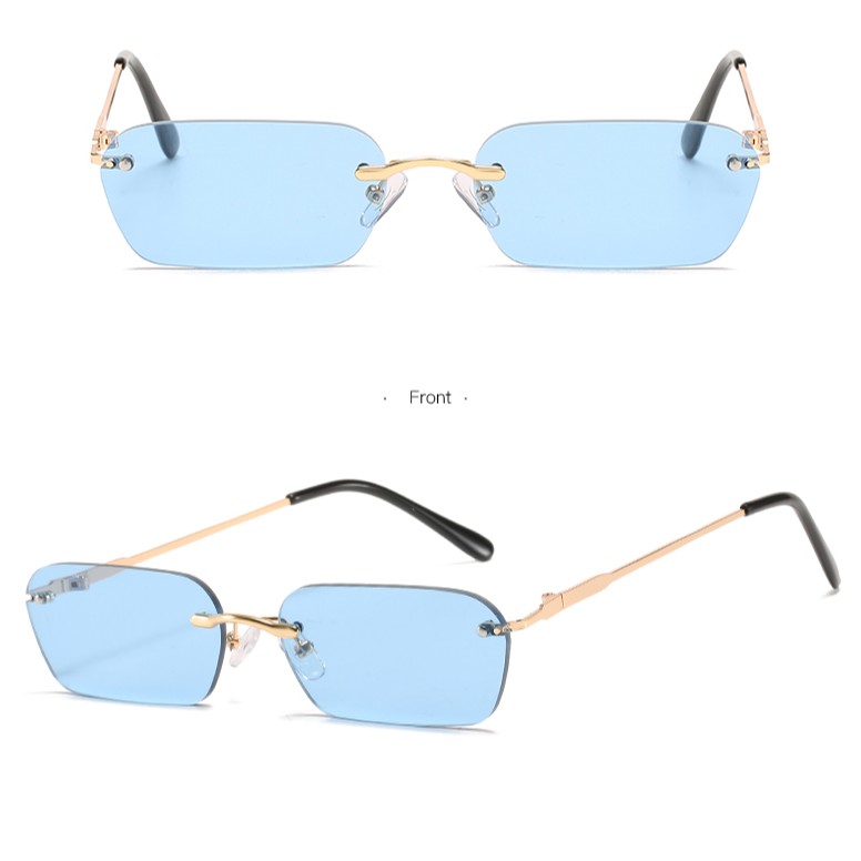 Kính mát hình chữ nhật màu gradient chống tia UV 400 phong cách cổ điển cho nam nữ