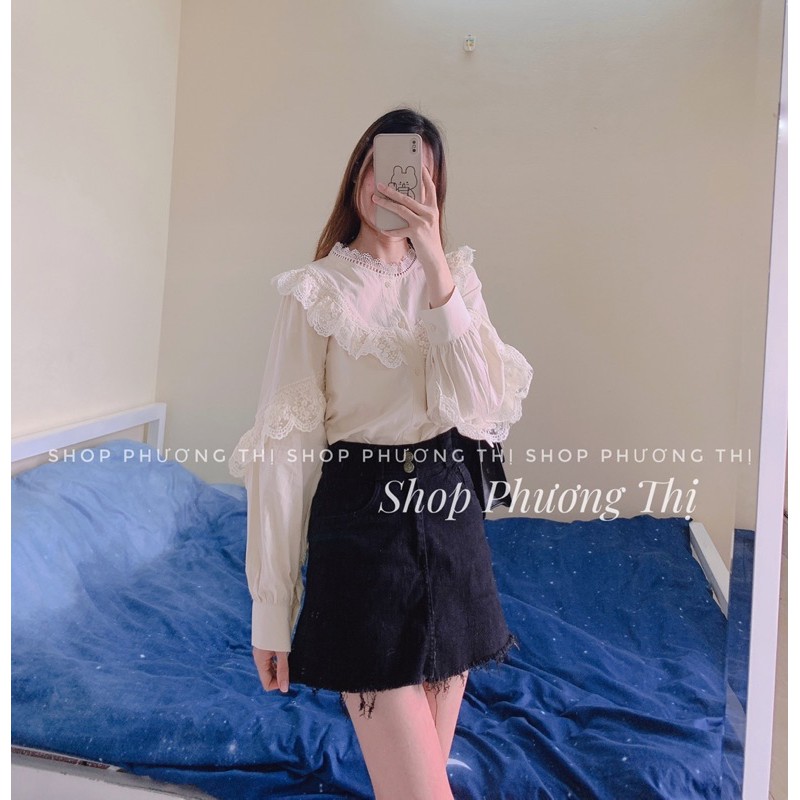 Áo babydoll cánh tiên viền ren tay áo (hình thật/video/sẵn) | BigBuy360 - bigbuy360.vn