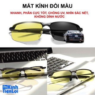 Kính đổi màu đi ngày và đêm gọng thép không gỉ nhẹ, mắt kính polarized phân cực, chống UV