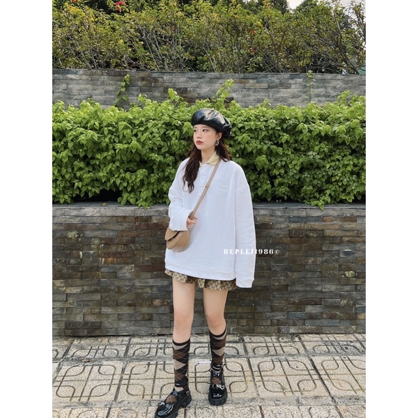 [Mã FATHANG5 giảm 10K đơn 50K] [hình thật độc quyền] Áo polo dài tay ulzzang oversize 'squaretag'