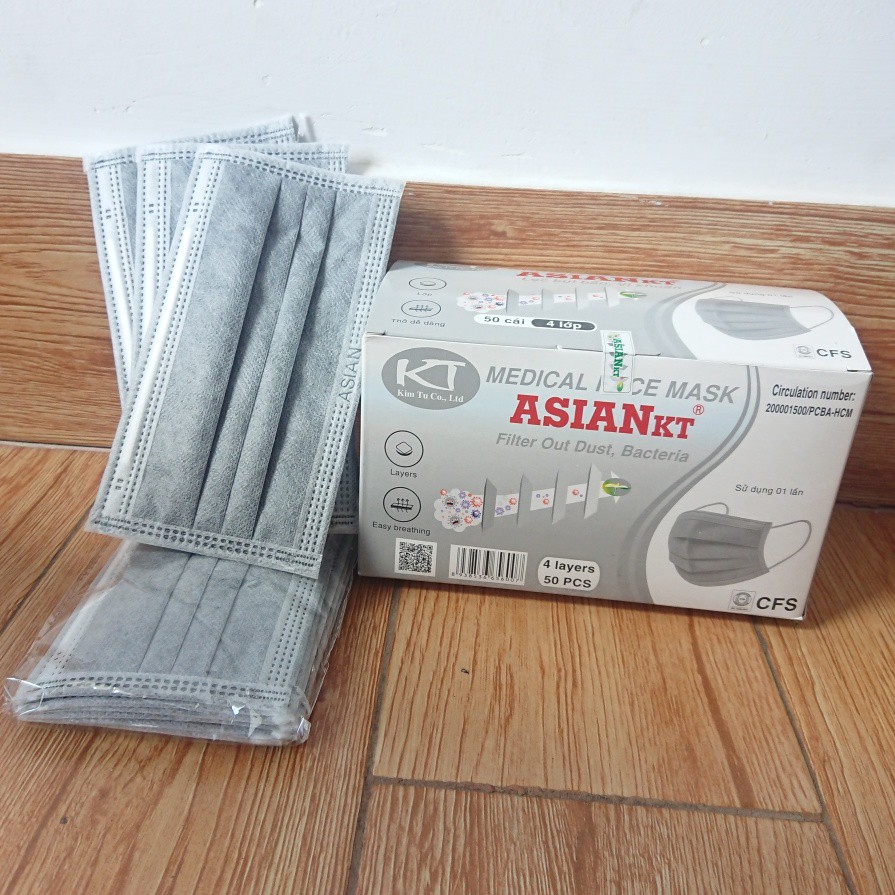 Khẩu trang ý tế 4 lớp ASIANKT chống dịch hộp 50 cái