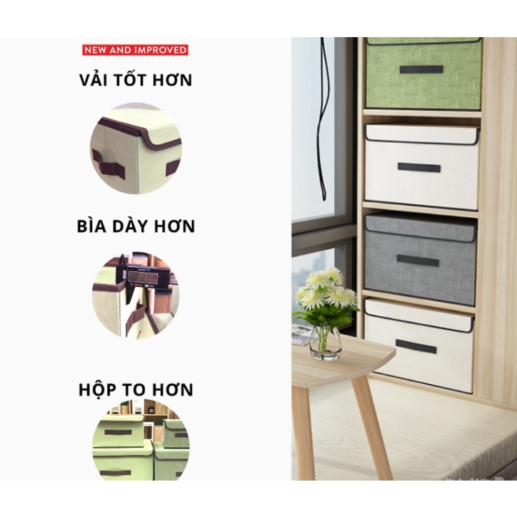 Hộp Vải Đựng Đồ Tiện Lợi, Thùng Đựng Quần Áo Đa Năng( combo 2 cái to+bé)