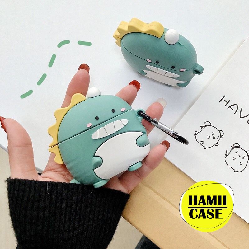 Case Airpods Hoạt Hình Khủng Long Xanh Cho Airpod 1 2 Pro Bằng Silicon Dẻo Siêu Cute