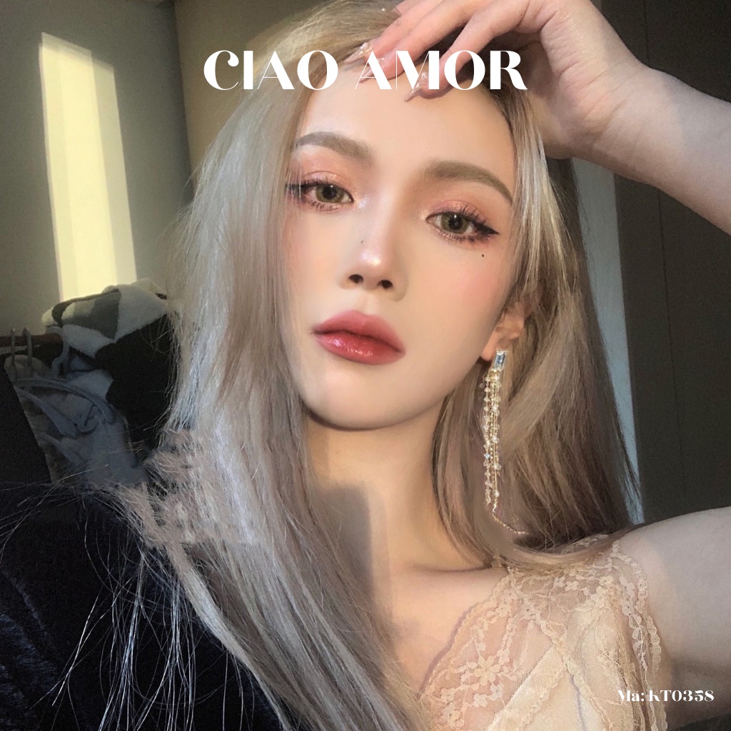 Khuyên tai nữ, Bông tai nữ bạc 925 dài Bling đính đá sang trọng dự tiệc lấp lánh dây Trang sức Ciao Amor - KT0358