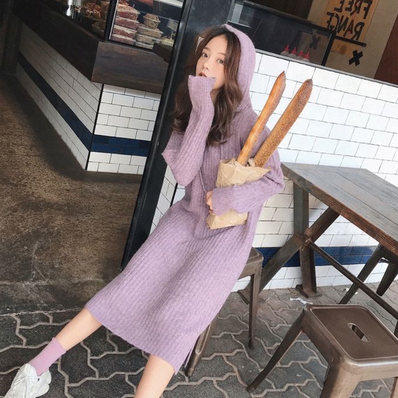 Đầm Sweater Dệt Kim Dáng Rộng Thiết Kế Thanh Lịch Cho Nữ