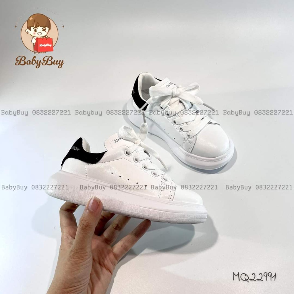 GIÀY THỂ THAO BÉ TRAI BÉ GÁI , GIÀY CHO BÉ TRẮNG GÓT ĐEN (MQ F)