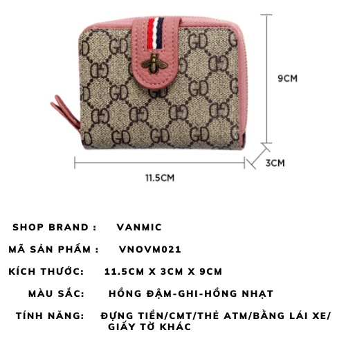 Ví nữ cầm tay mini ngắn nhỏ gọn bỏ túi nhiều ngăn thời trang cao cấp VNOVM022