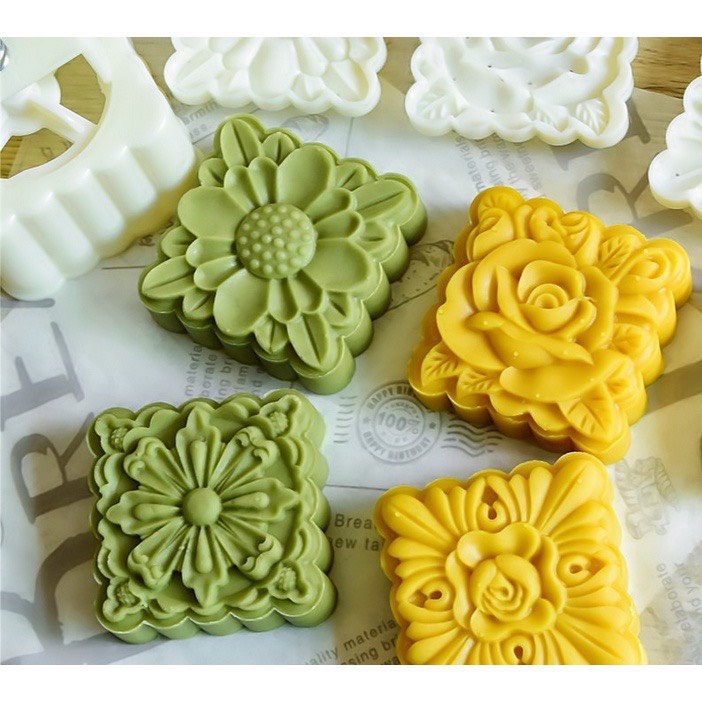 (150 gr) Khuôn trung thu 4 hoa truyền thống Mã sản phẩm :C2