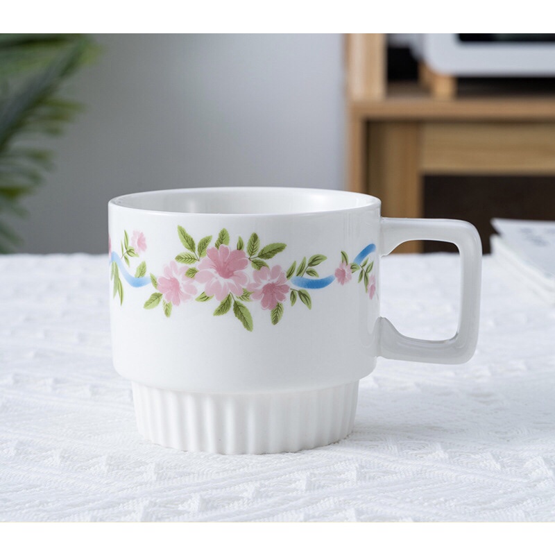 [HOT SẴN] Cốc Sứ Vintage Có In Họa Tiết Hoa Cổ Điển.