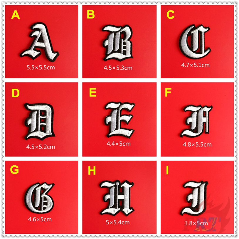 ✿ Old English Letters - White Iron-on Patch ✿ 1Pc Diy Embroidery Patch Sew on Iron on Badges Patches