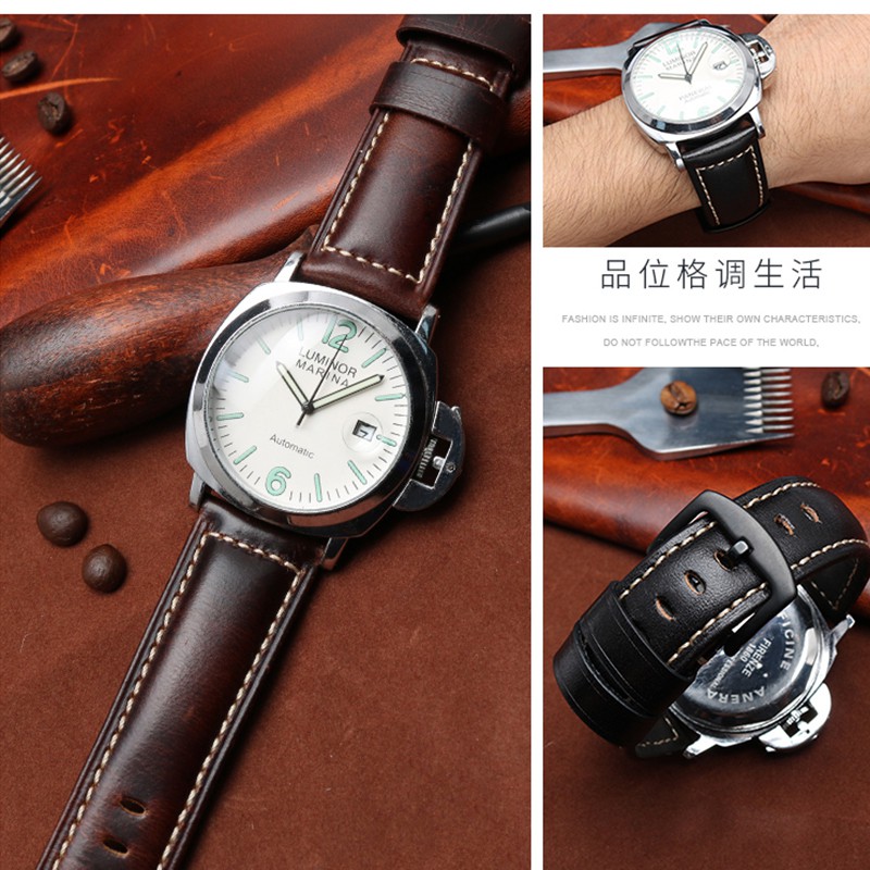 SF ARMANI PANERAI MIDO SEIKO Đồng Hồ Đeo Tay Dây Da Mặt Số 22 Phong Cách Retro Cho Nam