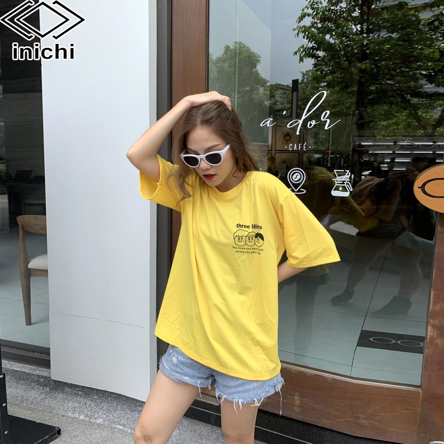 Áo thun tay lỡ INICHI A602 form rộng oversize nam nữ áo phông unisex