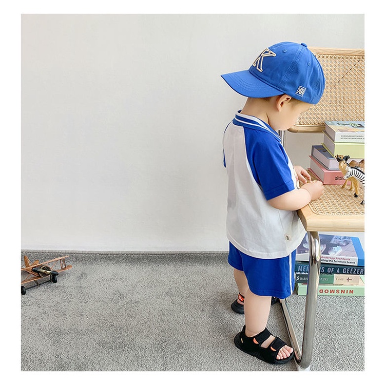 Bộ Áo Thun Ngắn Tay In Hoạt Hình + Quần Short Thời Trang Mùa Hè Hàn Quốc Cho Bé