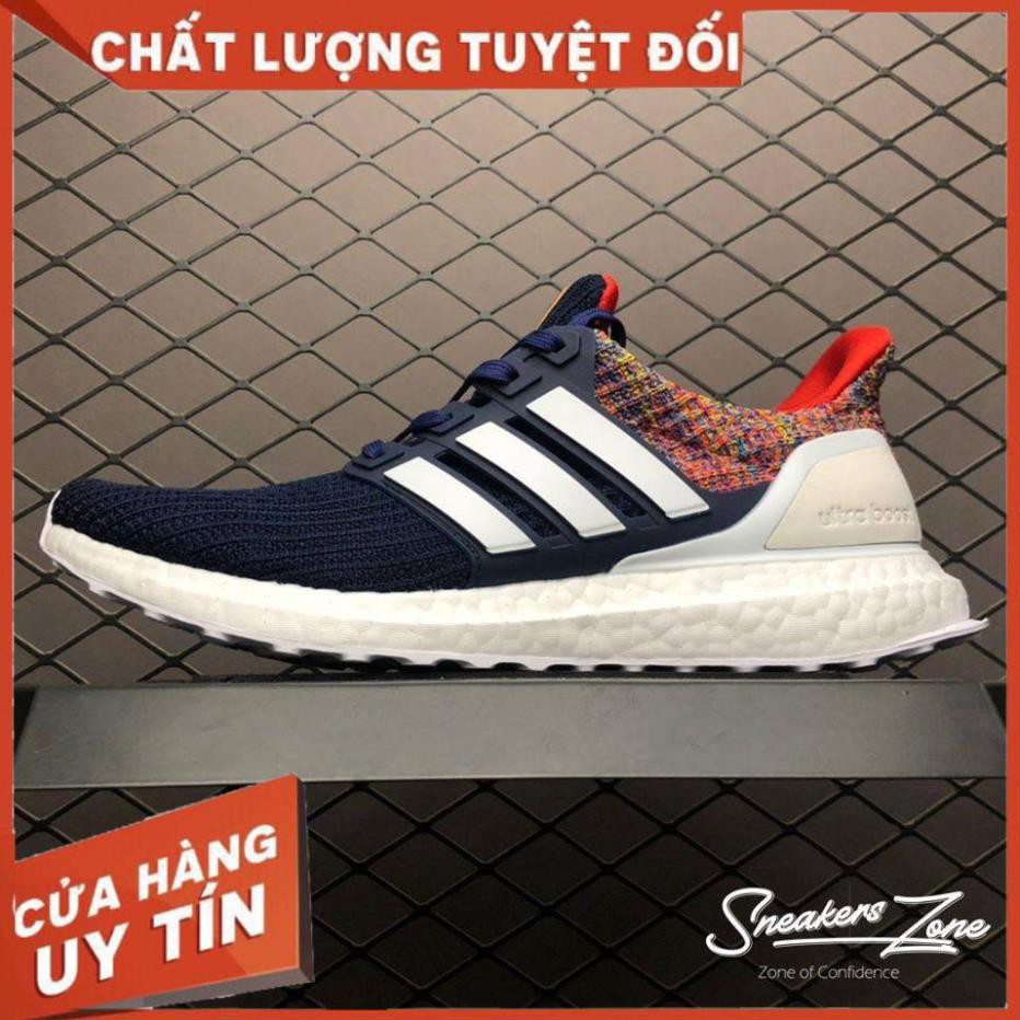 (FREE SHIP + HỘP + QUÀ) Giày thể thao ULTRA BOOST 4.0 multi colors xanh dương gót thổ cẩm siêu đẹp cho nam và nữ