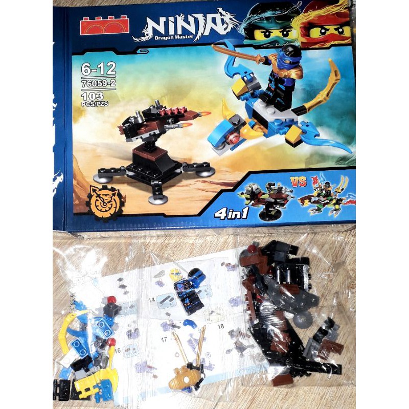 Lắp ráp 1 hộp LegoNinja Rồng 76059 có nhiều chi tiết bằng nhựa