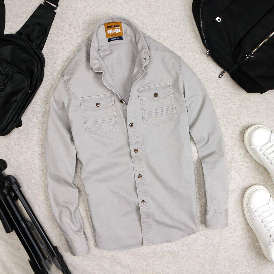 Áo sơ mi nam DUVA chất liệu kaki cotton co giãn, thấm hút tốt 4 màu trẻ trung SM01