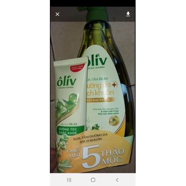 Sữa tắm olive 650ml hàng mới tặng tuýp dầu gội 100ml