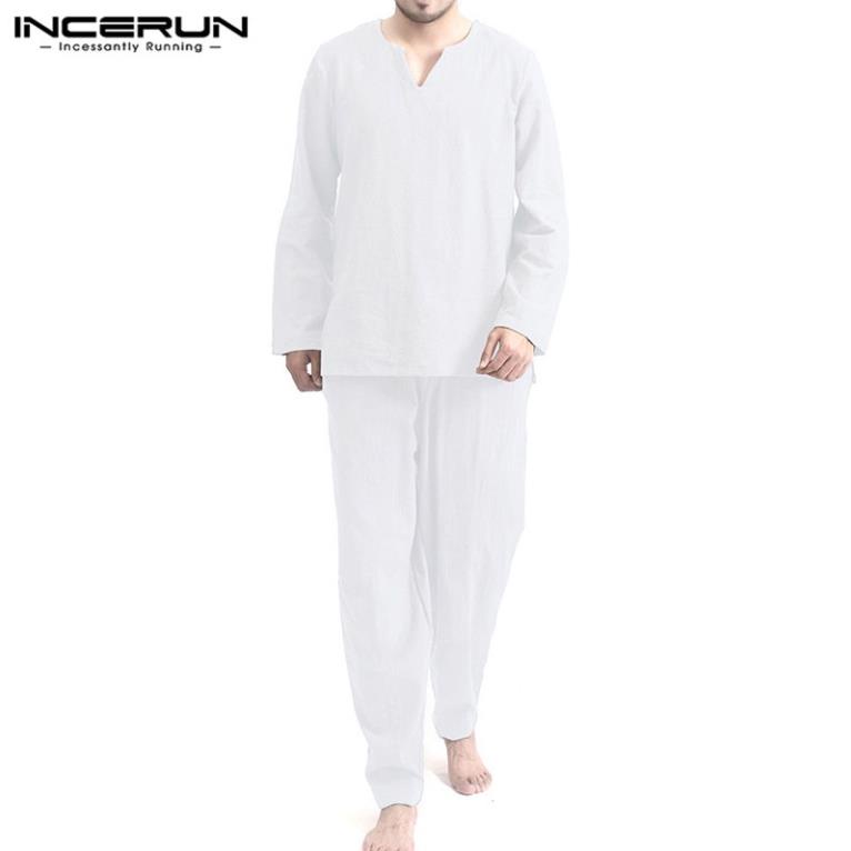 Set Pajama INCERUN thời trang nam áo dài tay màu trơn chất liệu cotton !