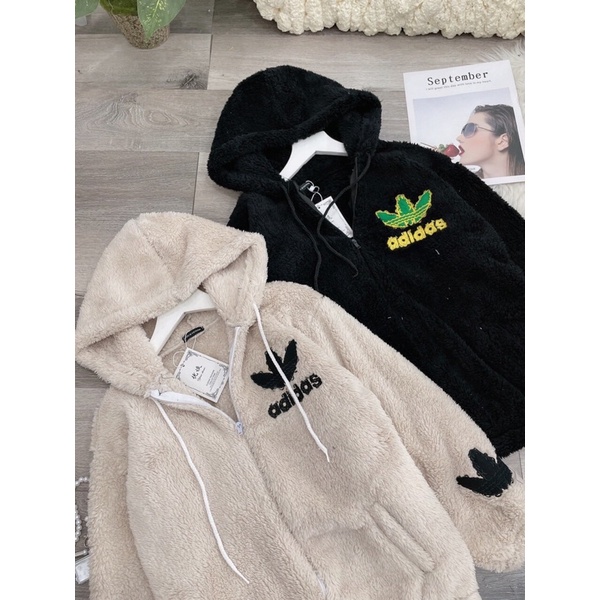 Áo lông cừu thêu gấu/logo cute siêu to, lông tàu dày sụ (ảnh thật_annstore)