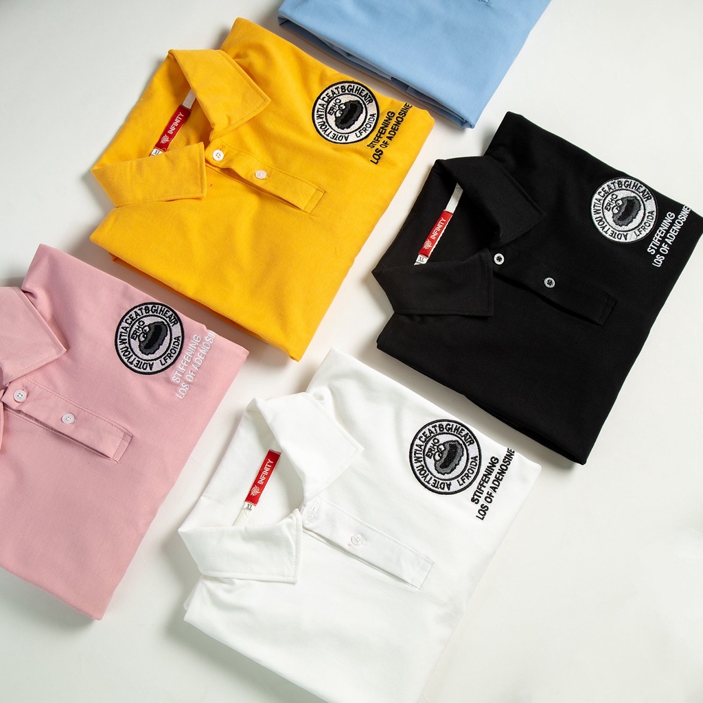 Áo Thun Polo Có Cổ Form Rộng Nữ Thêu Logo Sắc Sảo - TTLCC53  - Chất Phông Cotton Mềm Mát - Unisex Oversize < 70kg