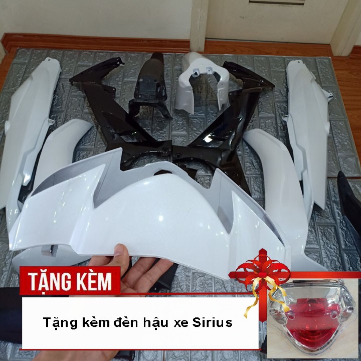Dàn áo xe SIRIUS Loại Phanh Cơ  nhựa ABS nguyên sinh cao cấp màu TRẮNG - tặng kèm Củ hậu xe Sirius