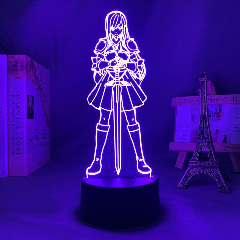 Đèn Ngủ LED Hình Nhân Vật Erza Trong Phim Hoạt Hình Fairy Tail Điều Khiển Từ Xa