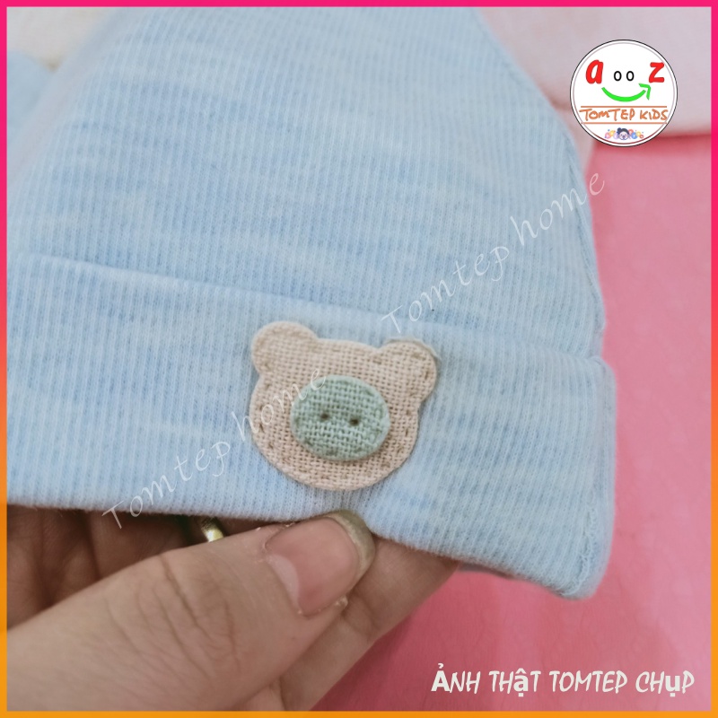 Mũ, Nón Sơ Sinh Che Thóp Cho Bé Hình Gấu Đáng Yêu. Chất Cotton 2 Lớp Dày Dặn Và Mềm Mại
