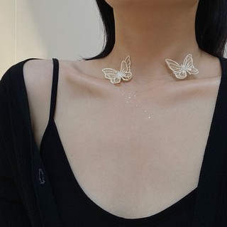 Mè nhà❀Thiết Kế Hàn Quốc Tay Bướm Rơi Trên Ngực choker Siêu Cổ Tích Thông Minh Thêu Xương Đòn Dây Chuyền Vòng Cổ