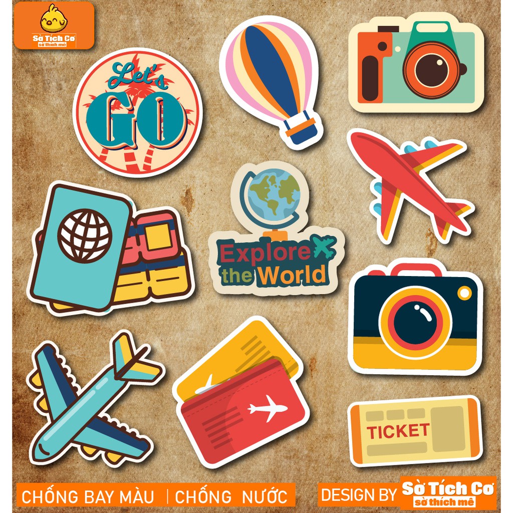 Travel 1 dán điện thoại, laptop, mũ bảo hiểm, guitar, vali MSP: T03