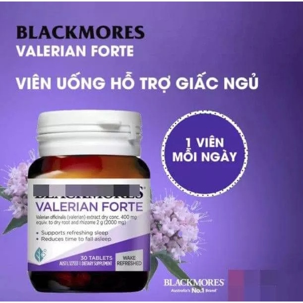 [Mẫu mới] Viên uống hỗ trợ giấc ngủ Blackmore Valerian Forte  30 viên chính hãng Úc